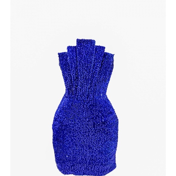 Blue Sequin Mini Dress - Picture 3 of 3